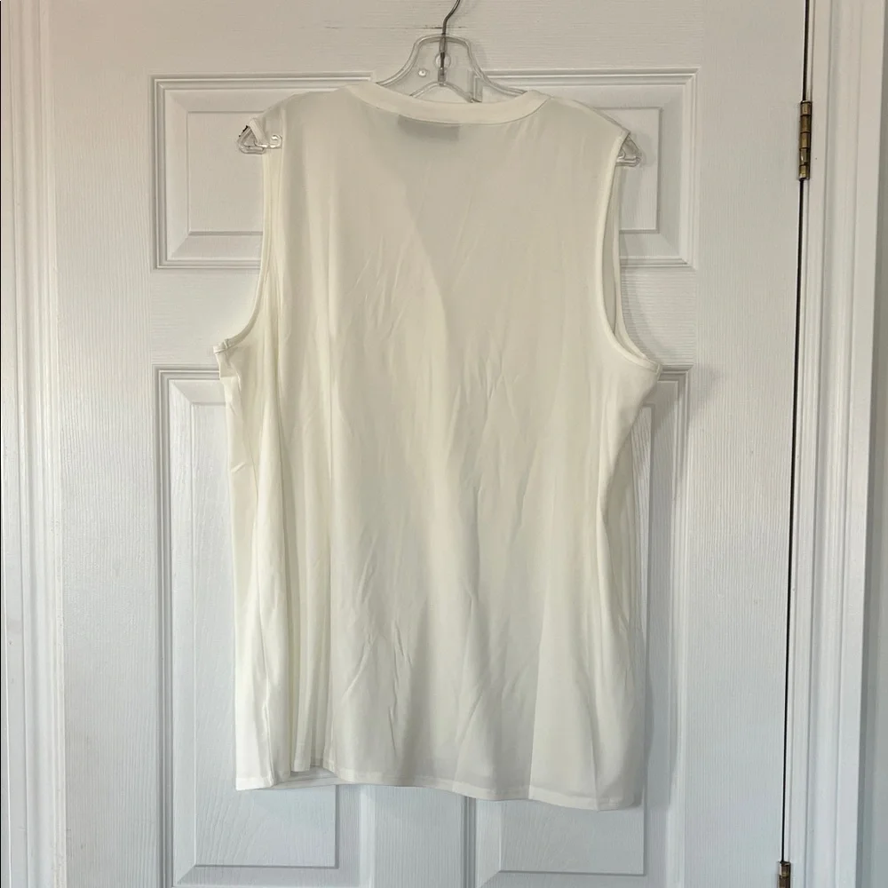 Nina Leonard Cream Sleeveless Button-Front Blouse - Picture 4 of 4